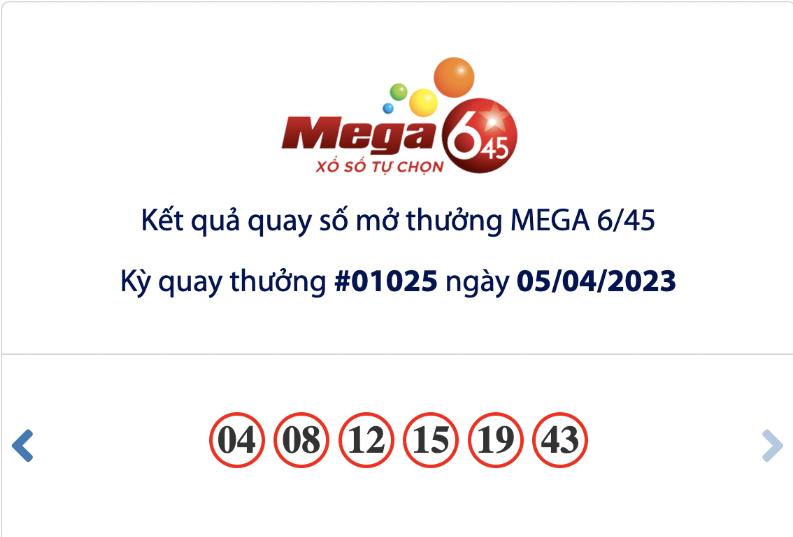 Mỗi kỳ Mega 6/45 sẽ có 4 hạng giải thưởng